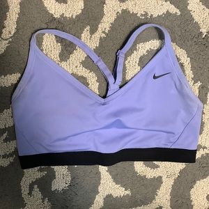 Nike Indy Sports Bra Lilac Purple & Black Womens XL Mesh Y Back Light Support